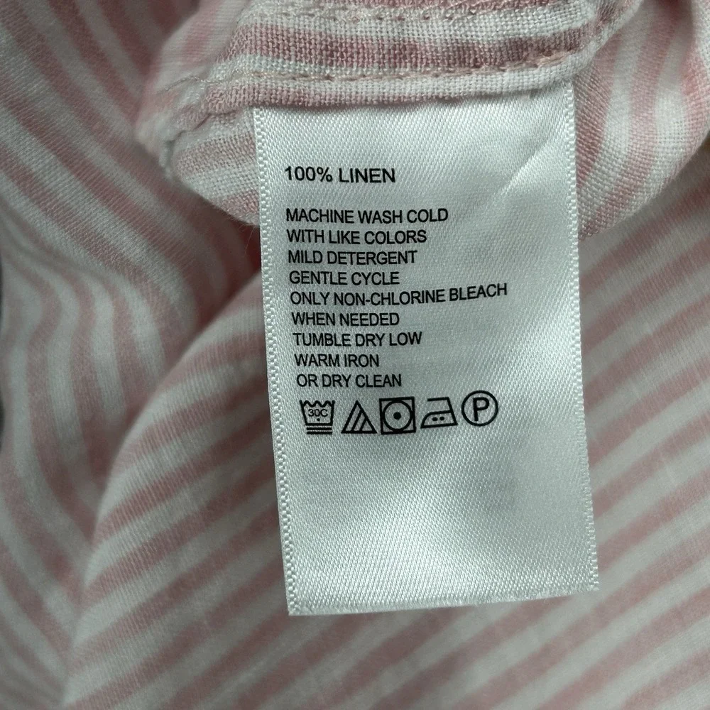 Tommy Bahama Sleeveless Blouse Women Size XL Pink Stripe Linen Summer Beach - Picture 4 of 7
